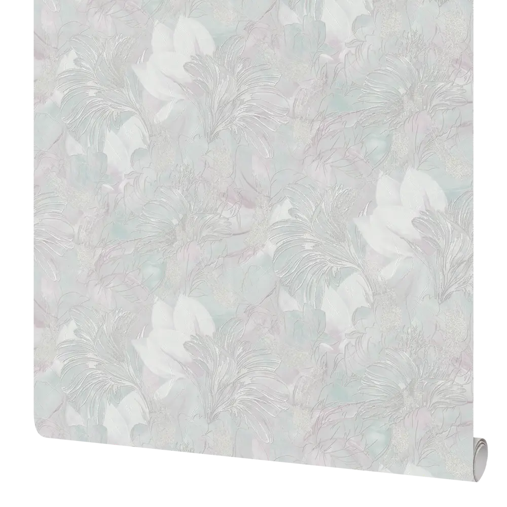 Московская обойная фабрика Ривьера: флизелиновые обои мятно-сиреневые с растительным узором 89390792 STLM-1565656