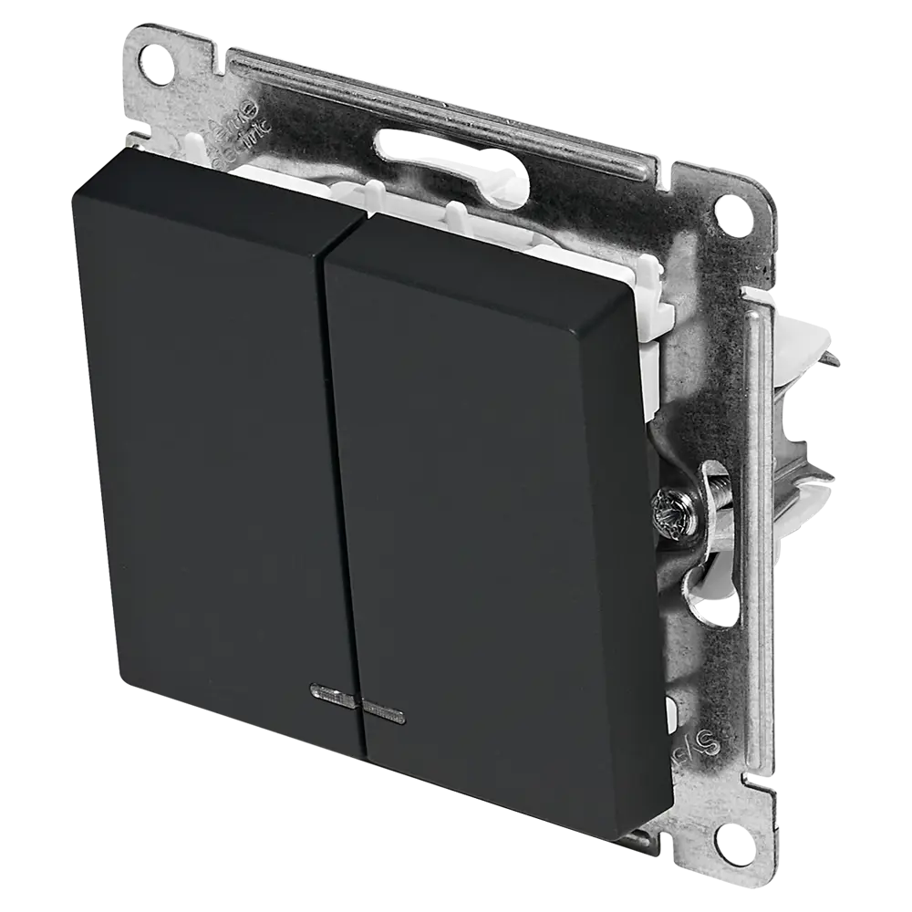 Выключатель встраиваемый Systeme Electric AtlasDesign 2 клавиши с подсветкой цвет базальт 89457210 STLM-2003232 - Вид №1