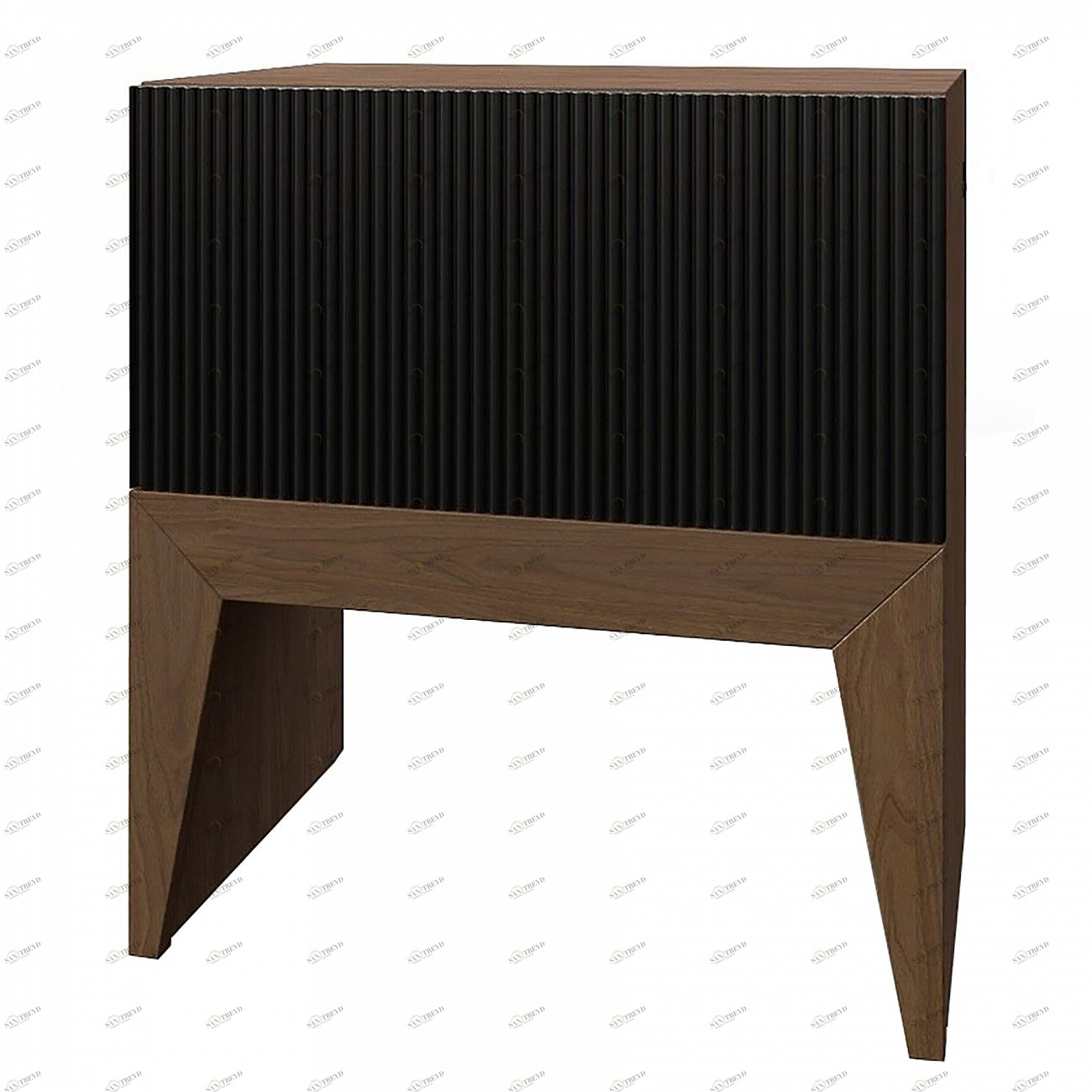 Тумбочка прикроватная для спальни с ящиком черная с рисунком "Полоска" Still New BRAGIN DESIGN  256450 Черный 