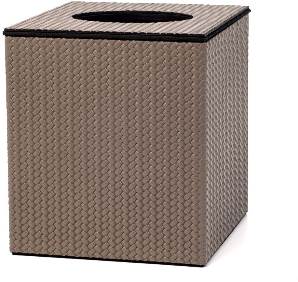 Квадратная коробка для салфеток с магнитной крышкой - 12,2X10,7XH12,5 см / зернистая кожа_темно-синий