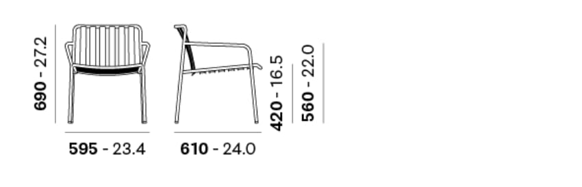 Стальное садовое кресло с подлокотниками Pedrali Coney ARCH-00070862 - Вид №3