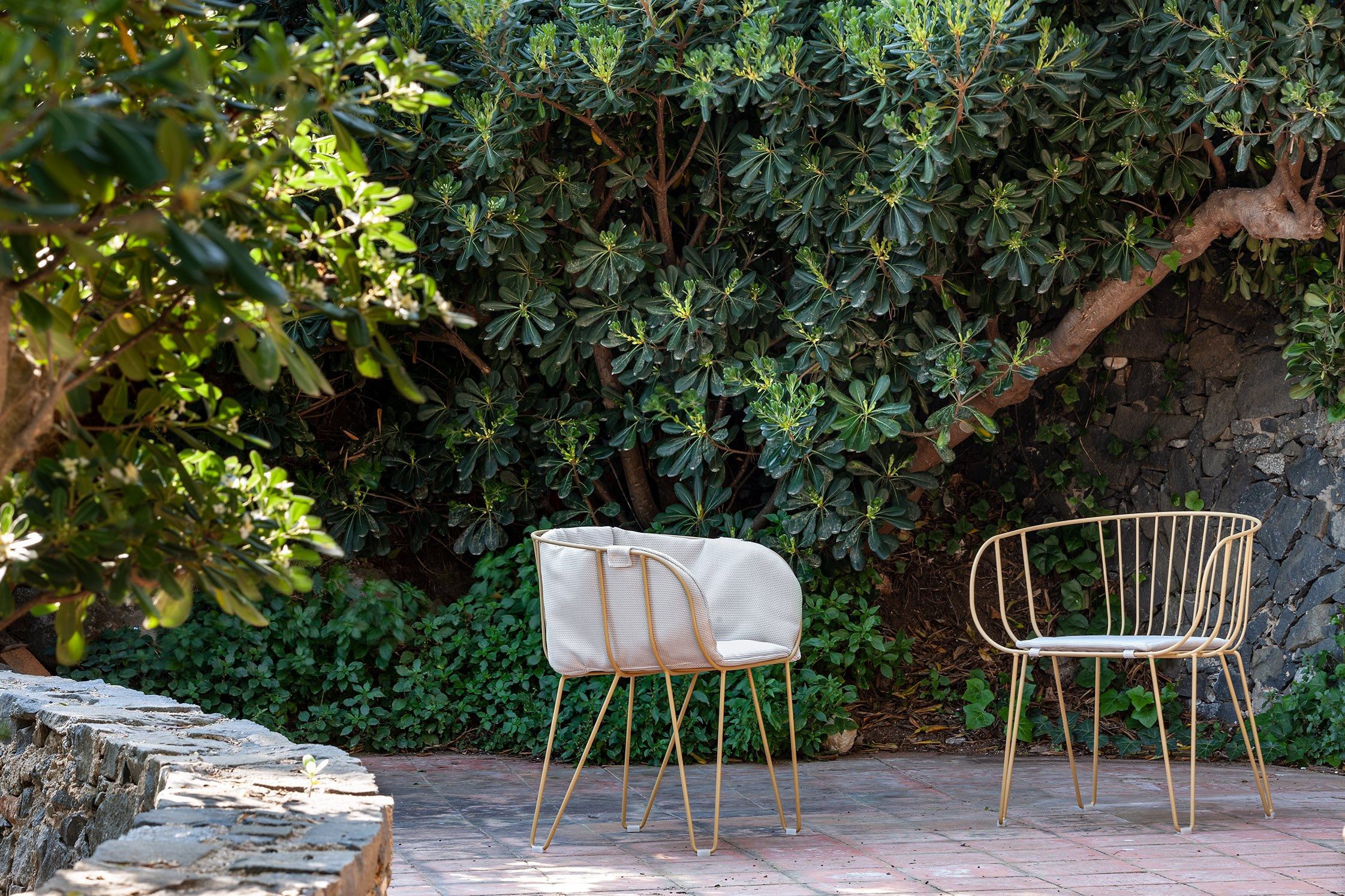 Садовый стул из оцинкованной стали с обивкой iSimar оливковое дерево ARCH-00152300 - Вид №1