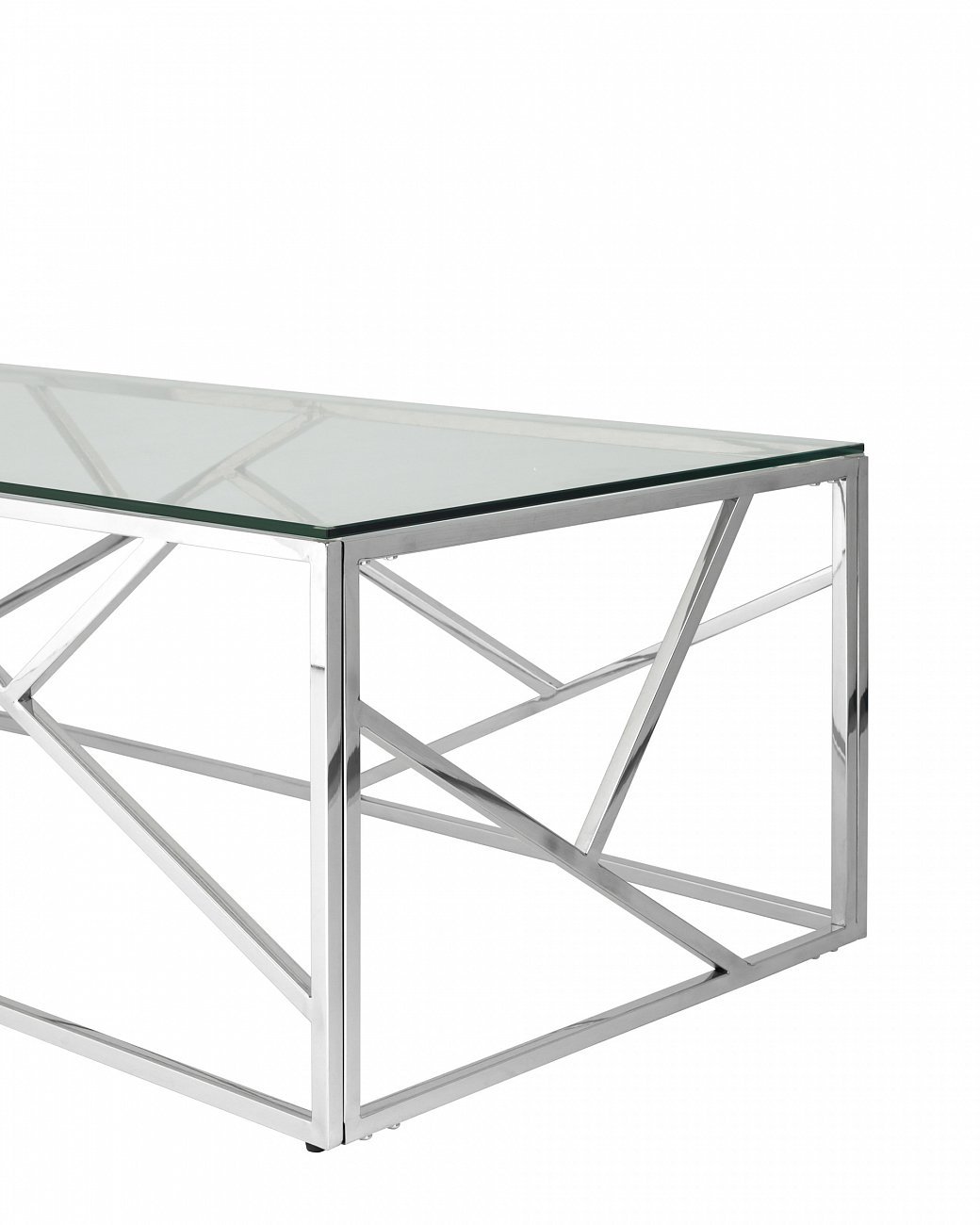 Журнальный столик стеклянный прозрачный с основанием серебро 120х60 см "Арт Деко" STOOL GROUP  00-3881901 Серебро  - Вид №2
