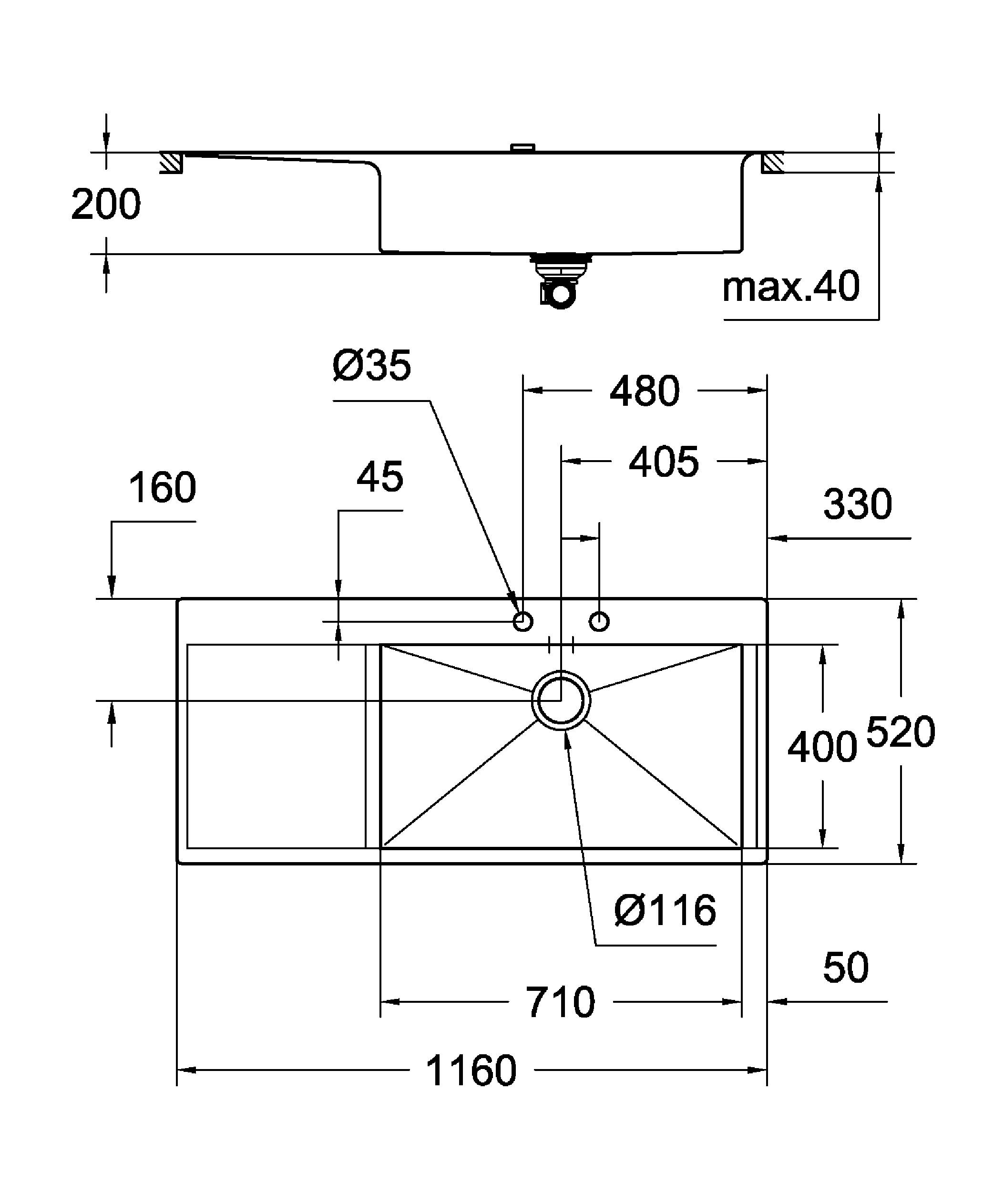 31582SD0 Мойка кухонная прямоугольная Grohe  - Вид №1