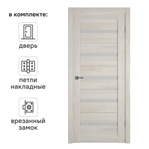 Дверь межкомнатная со стеклом Пилот 7 80x200 см финиш-бумага цвет дуб эдисон с замком и петлями 89432147 STLM-2077752