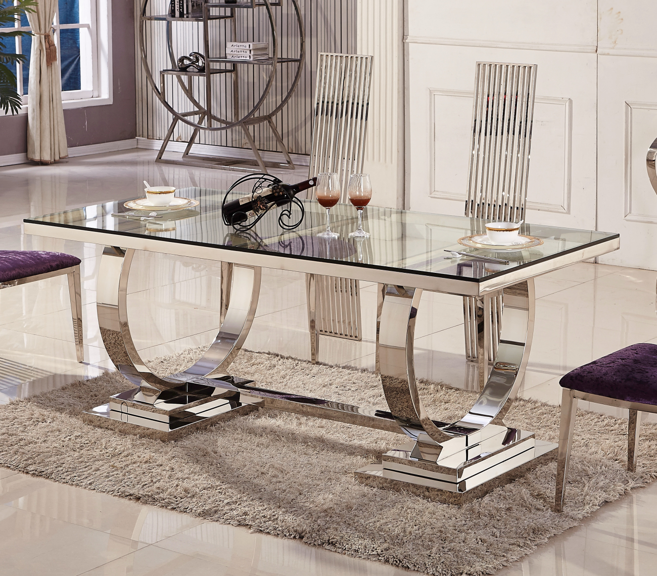 Обеденный стол прямоугольный темно-серый искусственный мрамор на основании хром 180 см Donna ДОМАШНЯЯ ОБСТАНОВКА SKY 045152 Серый;хром Santreyd - Вид №7