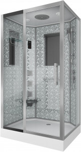 Душевая кабина NG-7711WL (900x1200х2150) низкий поддон стенки БЕЛЫЕ