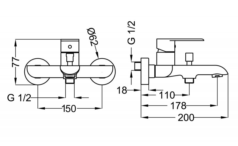 Смеситель для ванны и душа однорычажный Cezares FURORE-VM-01-Cr  - Вид №1