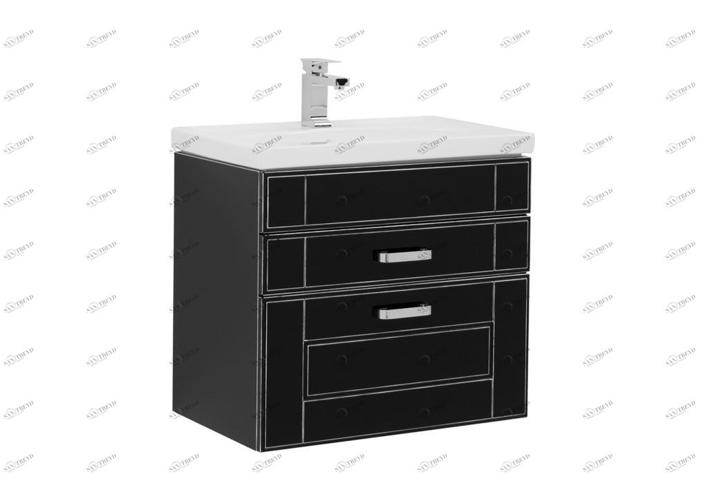 Тумба с раковиной Aquanet Рондо 70 черный антик (2 ящика) 0019678800185343