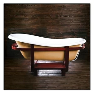 Ванна Akcjum Rectime New WR-04-B овальная бежевая с деревянной рамкой