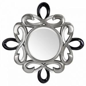 Зеркало настенное круглое в раме модерн 101 см серебро Zodiac ART-ZERKALO КАМЕЯ 00-3948341 Зеркальный;серебро;черный