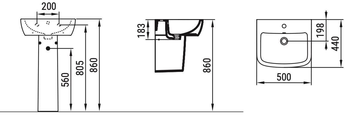 Керамическая подвесная раковина с переливом Ceramica Dolomite Gemma2 ARCH-00119120 - Вид №5