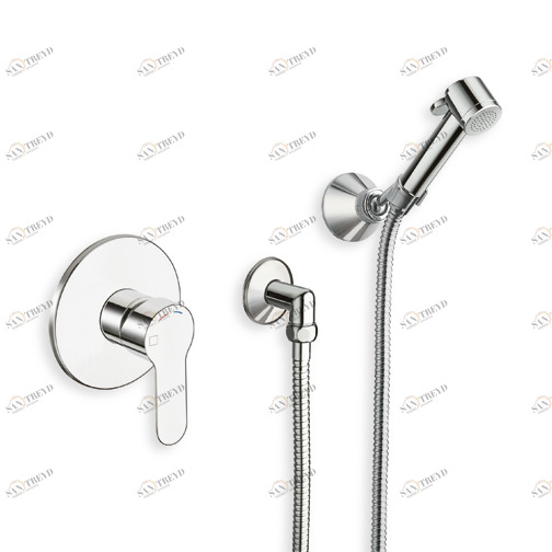 CRIWJ663 Клапан смесителя для унитаза / биде с душевой трубкой, металлической пластиной и настенным регулируемым кронштейном с гибким шлангом Cristina Rubinetterie 
