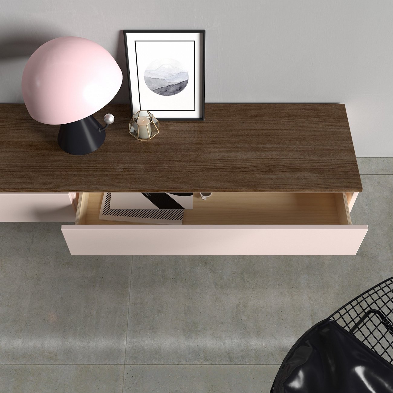 Тумба под телевизор с ящиками серо-коричневая 270 см Low BRAGIN DESIGN  00-3879357 Коричневый;серый  - Вид №2