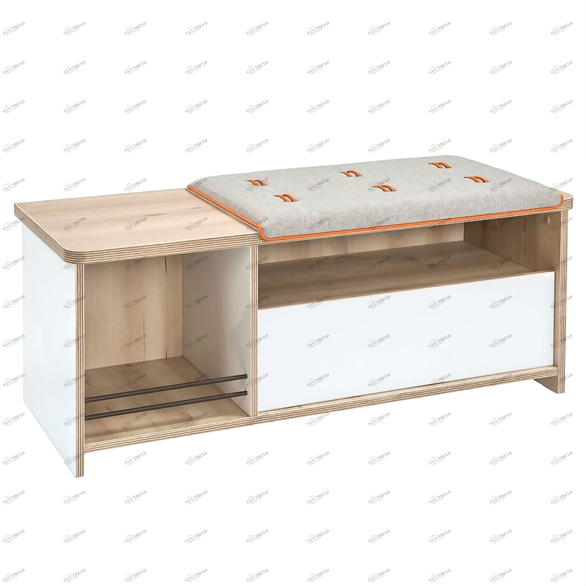 Банкетка с ящиком и полкой для оубви белая Dynamic CILEK DYNAMIC 00-3832103 Белый;бежевый Santreyd 