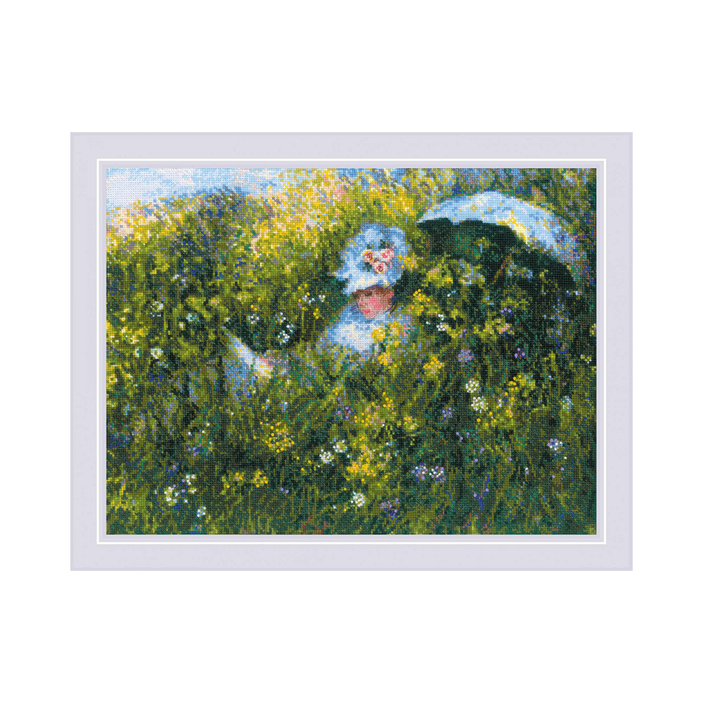 1850 Набор для вышивания На лугу по мотивам картины К. Моне 30 х 40 см RIOLIS Сотвори Сама 