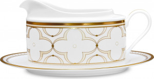 10628664 Noritake Соусник с подставкой Noritake "Трефолио,золотой кант" 480мл Фарфор костяной