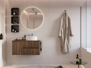 Деревянный подвесной туалетный столик с зеркалом с ящиками