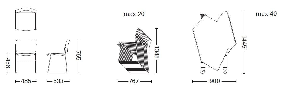 Штабелируемый стул из стали и дерева Howe 40/4 ARCH-00034360 - Вид №11