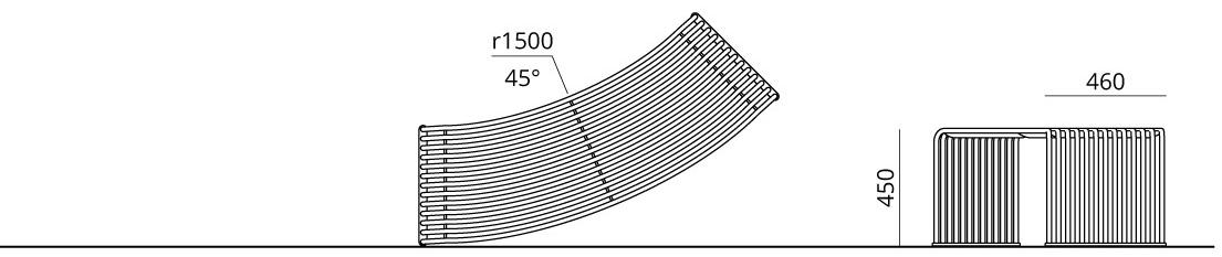 Urbantime Изогнутая металлическая скамья без спинки Zeroquindici.015 sun-id-1422505 - Вид №5