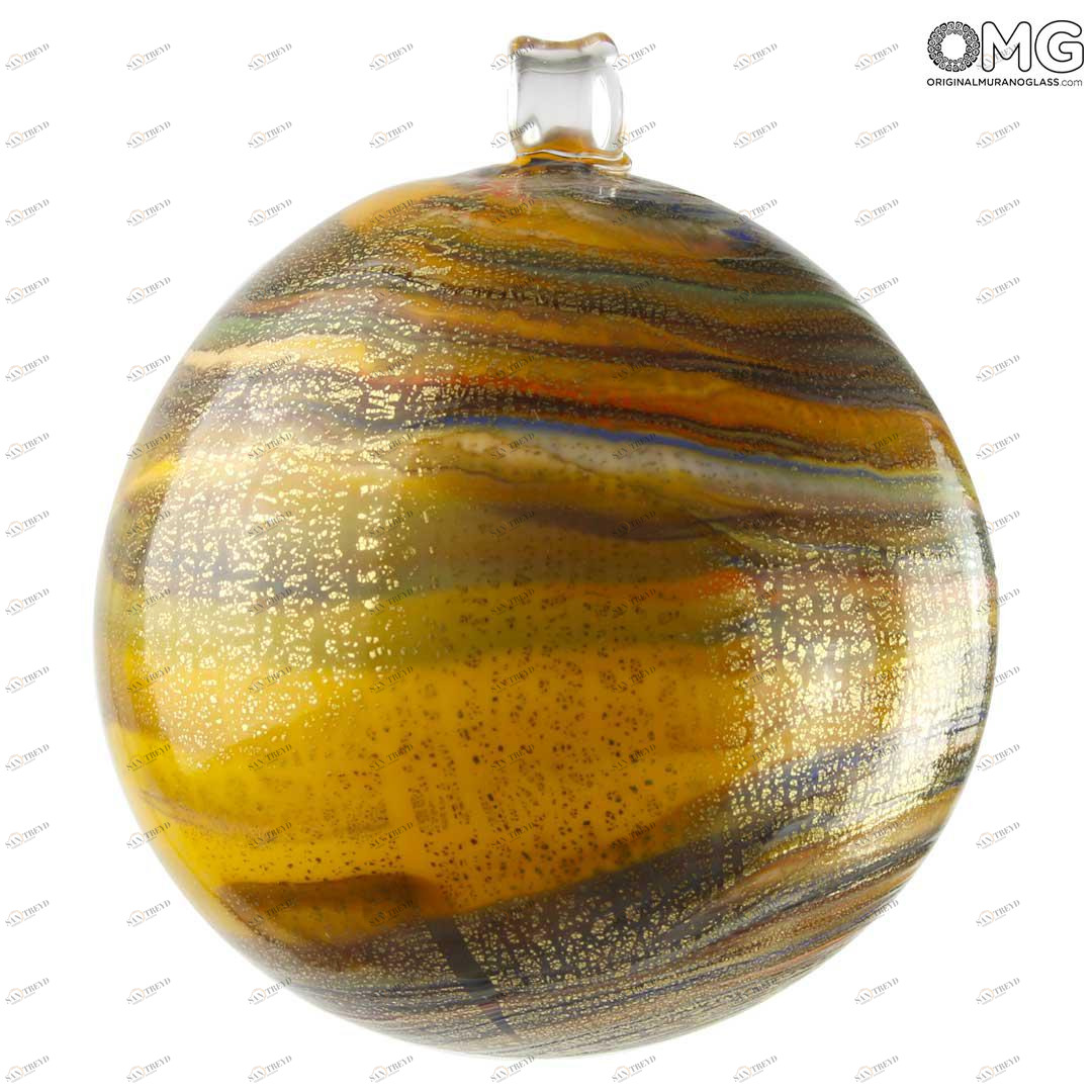 4249 ORIGINALMURANOGLASS Оранжевый Ёлочный шар витая Фантазия - муранское стекло OMG  см 