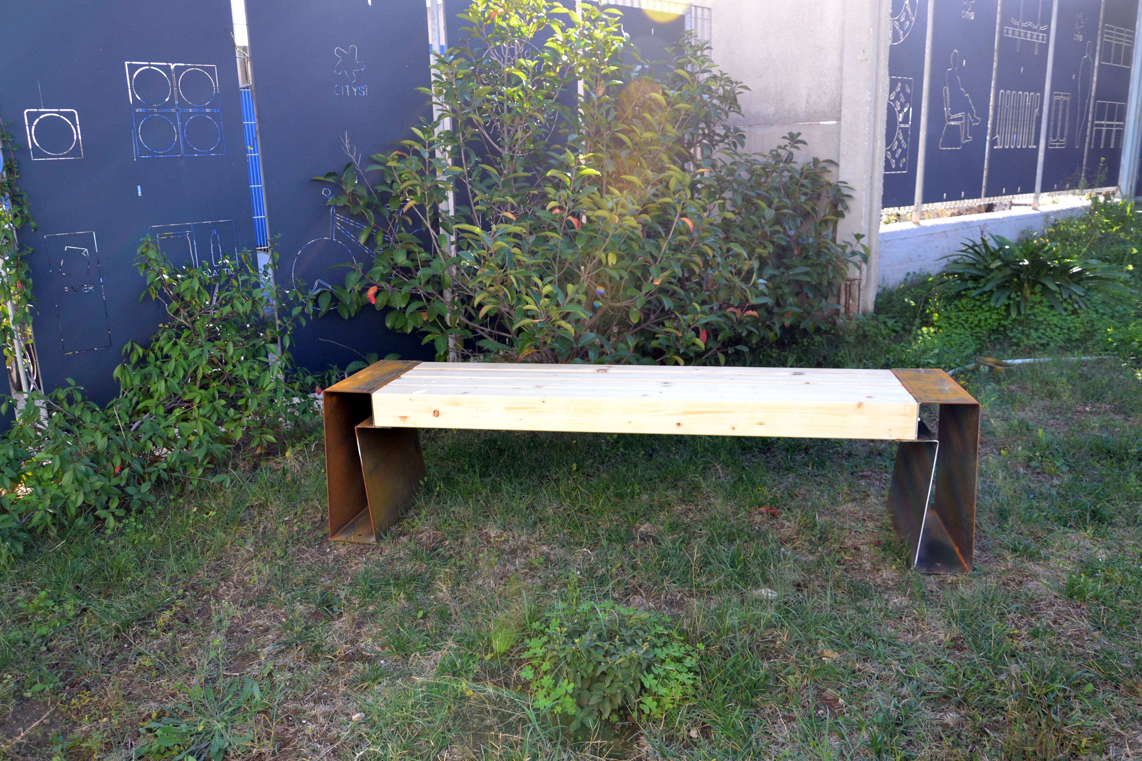 Стальная и деревянная скамья без спинки CITYSì SEVEN ARCH-00068601 - Вид №4