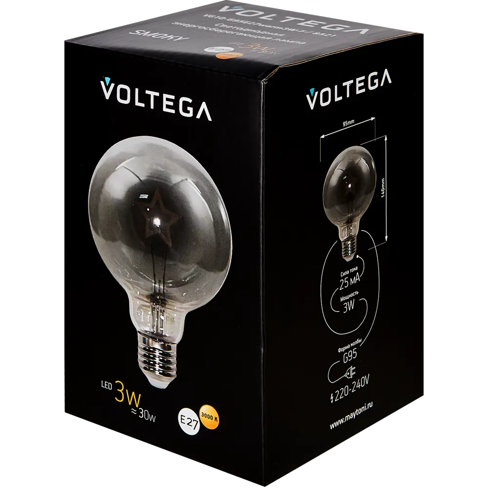 Декоративная филаментная лампа Voltega Star G95 дымчатая 3Вт E27 89345985 STLM-1401763 - Вид №2
