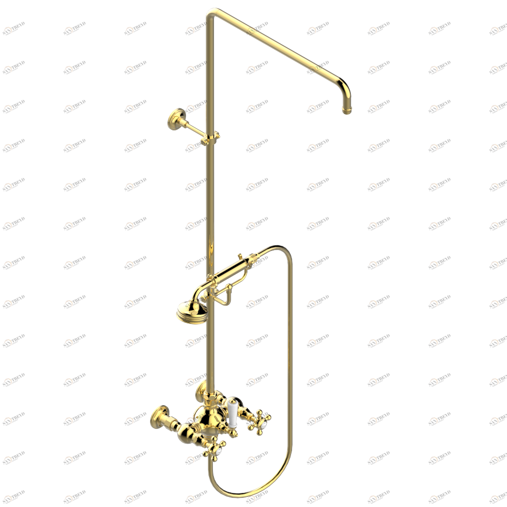 G25-64CD Смеситель для душа встраиваемый в стену / переключатель / открытая душевая колонна / душ "телефон", шланг и настенные рожки для лейки - межцентровое расстояние 150 мм. (без верхней лейки) Thg-paris 1900 Розовое золото G25 64CD CAT.F