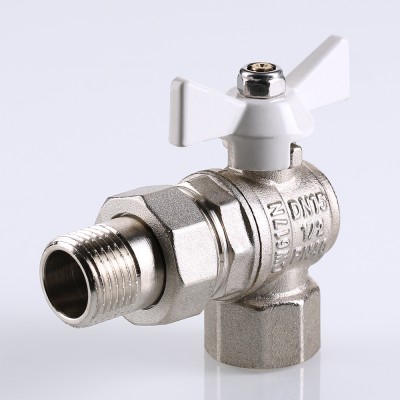 VT.228.NW.04 Кран шаровой VALTEC BASE угловой с полусгоном и белой ручкой Valtec 1/2"  - Вид №3