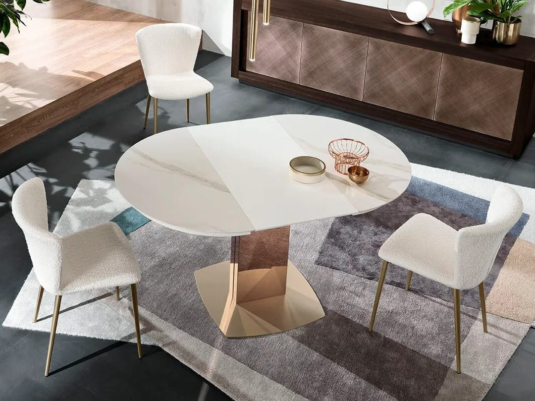 Круглый металлический обеденный стол с керамической столешницей RIFLESSI Sabino ARCH-00120442 - Вид №1