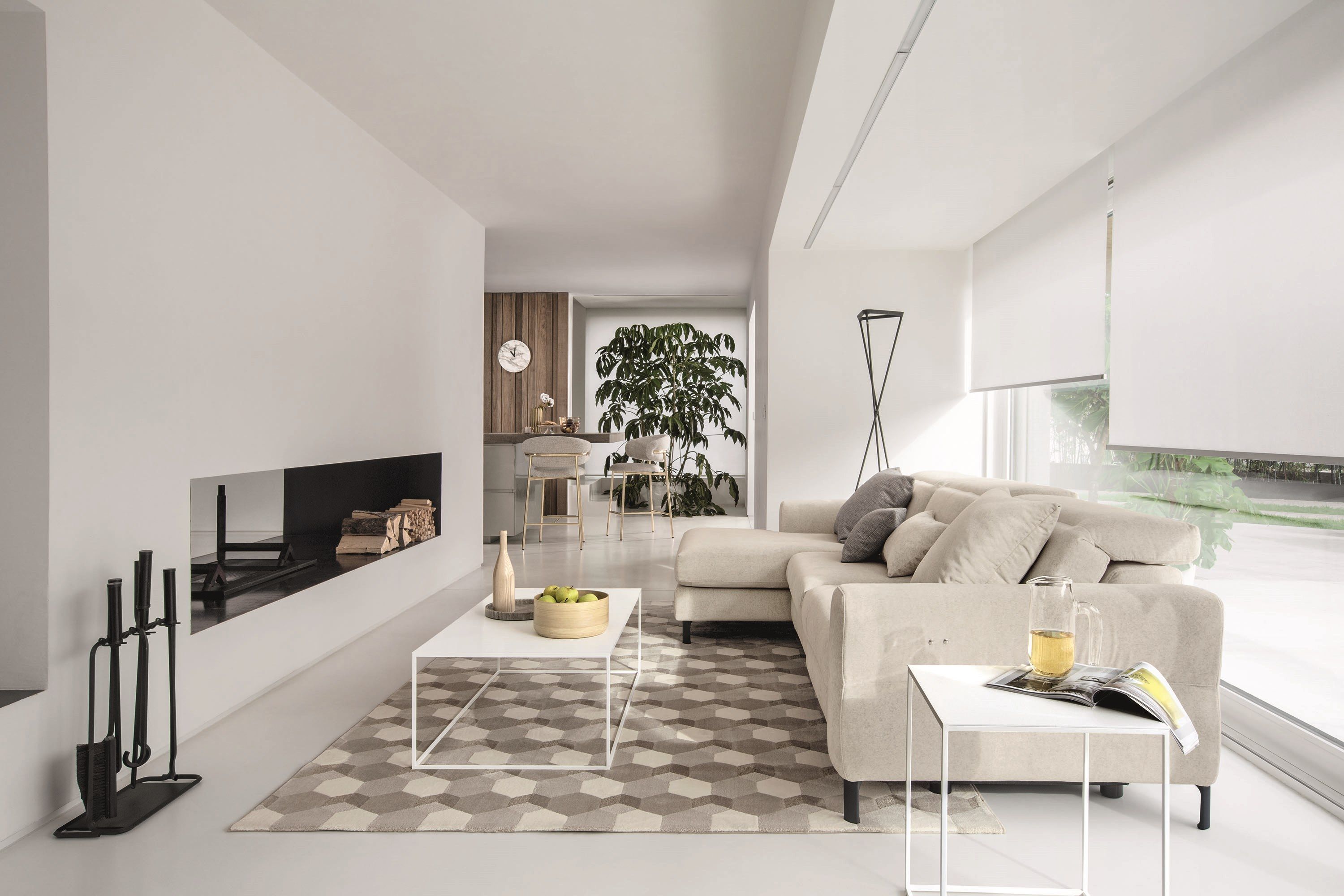 Диван с откидывающейся спинкой из ткани с полуостровом Calligaris NORMA ARCH-00084716 - Вид №1