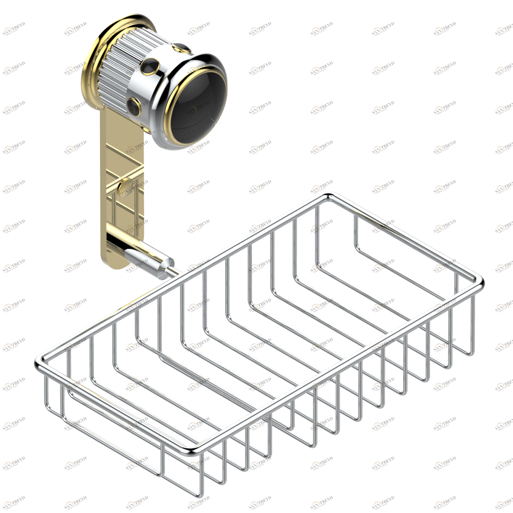 U7D-2620 Полочка комбинированная для мыла и мочалки с фланцем 240 x 130 мм Thg-paris Trocadéro c чёрным ониксом Хром/золото U7D-2620 CAT.A