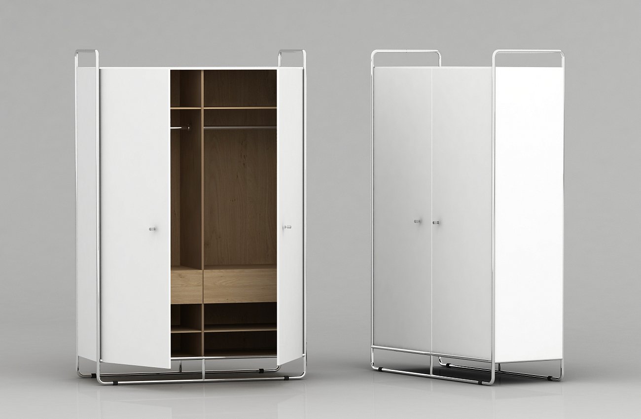 Шкаф двухдверный на металлических ножках черный Bauhaus WOODI  00-3966113 Черный  - Вид №3