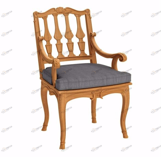 ASTELLO Садовый стул из тика с подлокотниками Fleur de lys sun-id-1495880