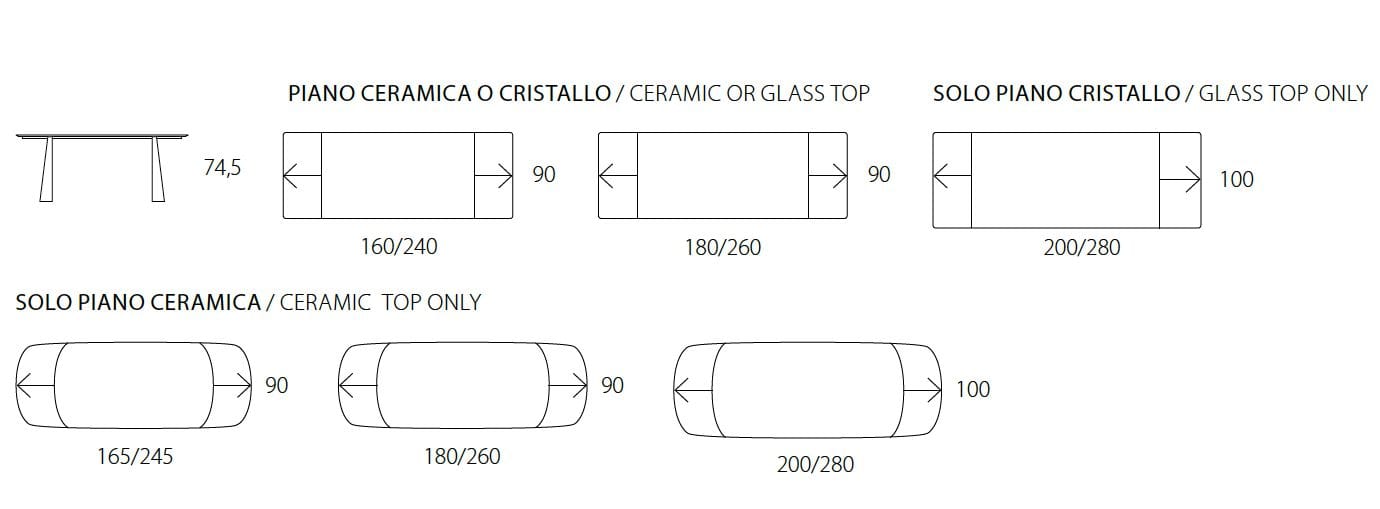 Выдвижной стол с керамической или хрустальной столешницей RIFLESSI TOLEDO ARCH-00124707 - Вид №1