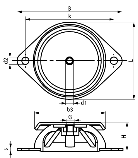 2801800240 VibraTek® MR-B Rubber Mount bell-shaped elastomer isolator for isolation of equipment and machinery walraven  - Вид №1
