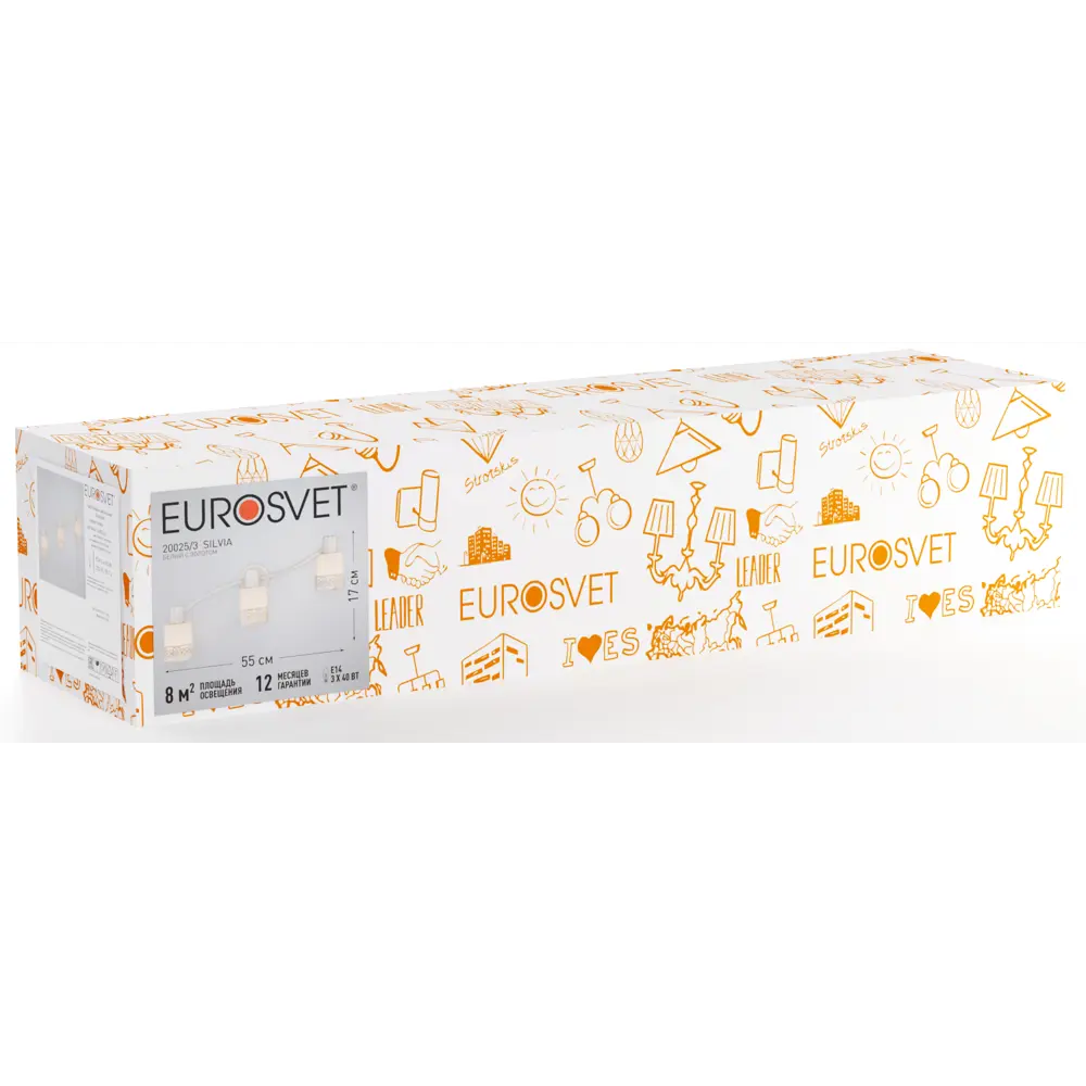 Спот поворотный Eurosvet 20025/3, 8 м², 3 лампы, цвет белый с золотом 88281162 STLM-2043069  - Вид №9