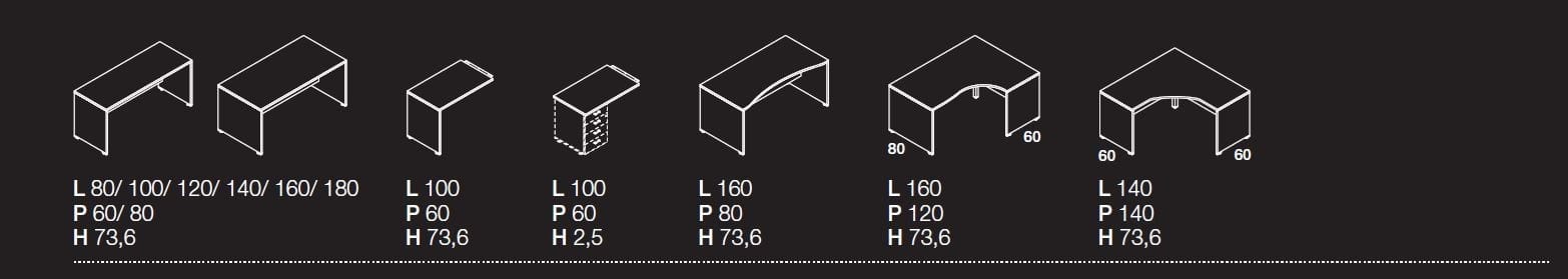 Секционный прямоугольный рабочий стол Las Mobili Oxi ARCH-00126517