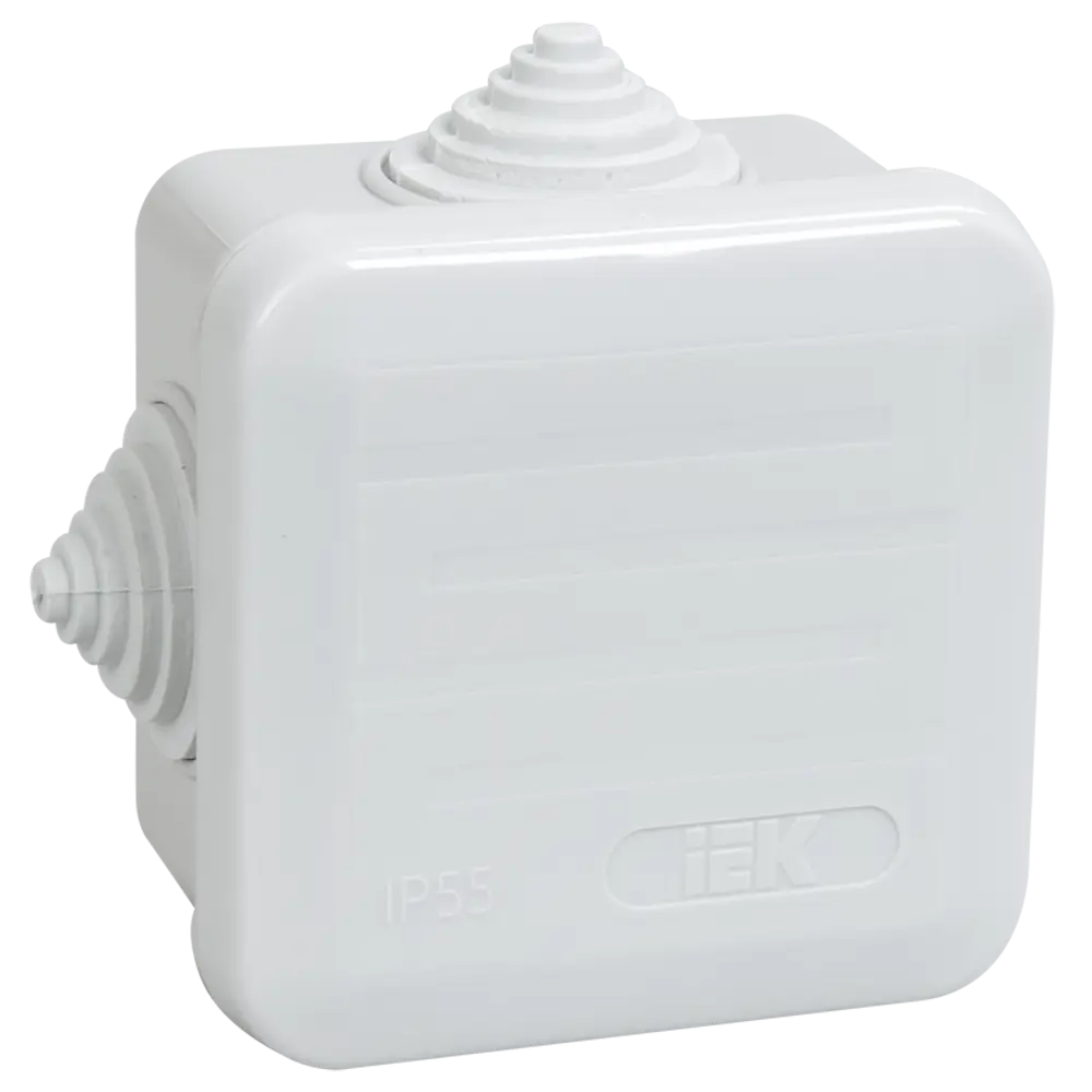 Распределительная коробка открытая IEK 70x70x40 мм 2 ввода IP44 цвет серый 82206469 STLM-2063531 