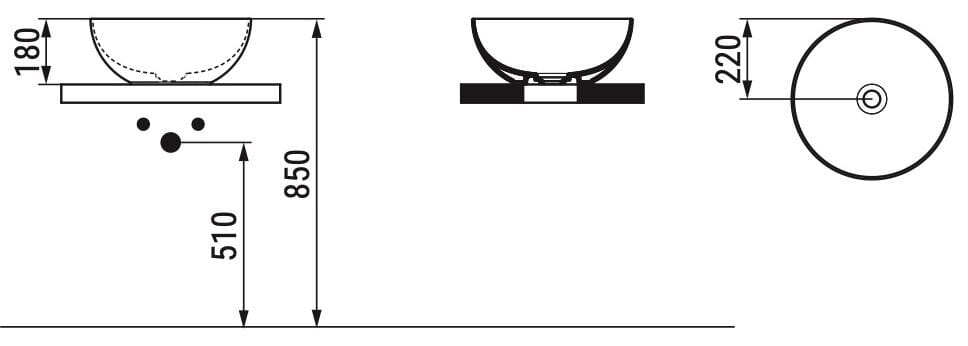 Керамическая столешница круглый умывальник Ceramica Dolomite Noemi ARCH-00097767 - Вид №6