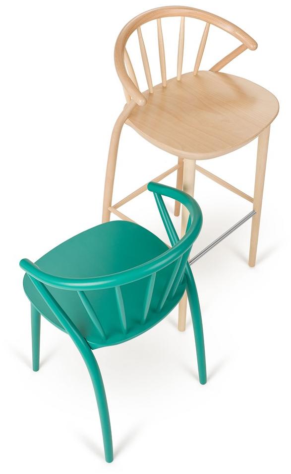 Paged Высокий деревянный табурет с подставкой для ног Sudoku H-9820 - Вид №2