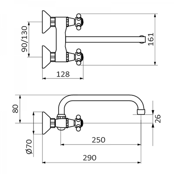 80930800 BASIC/PREMIUM Тысяча восемьсот шестьдесят-шести моноблочного раковина 11 Хром GRB MIXERS  - Вид №1