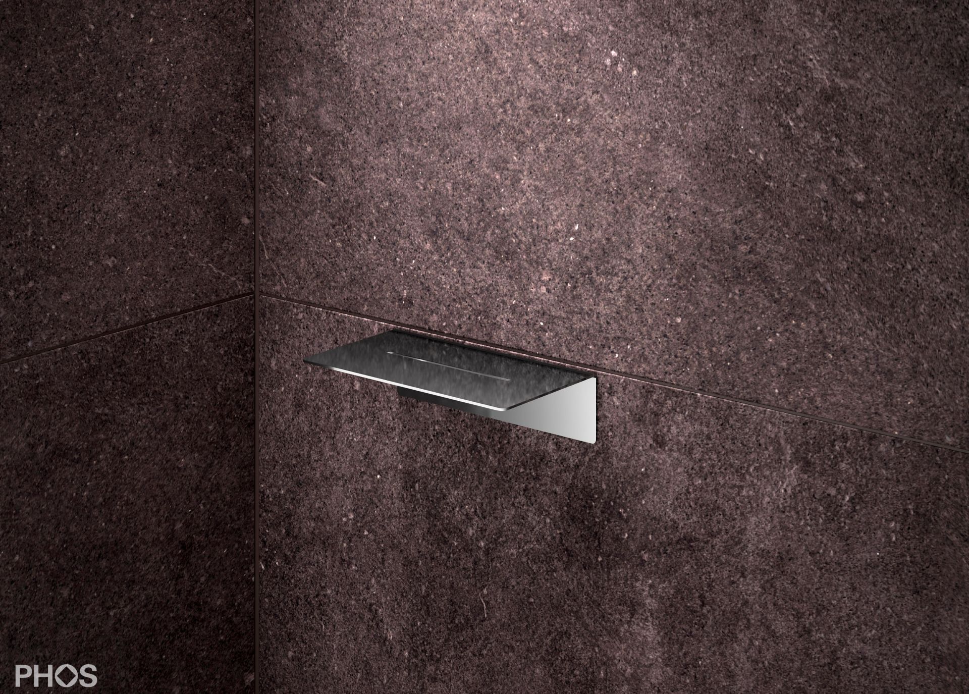 DA200K-PL Полка для душа клееная, длина 20 x глубина 12 см, полированная PHOS  - Вид №2