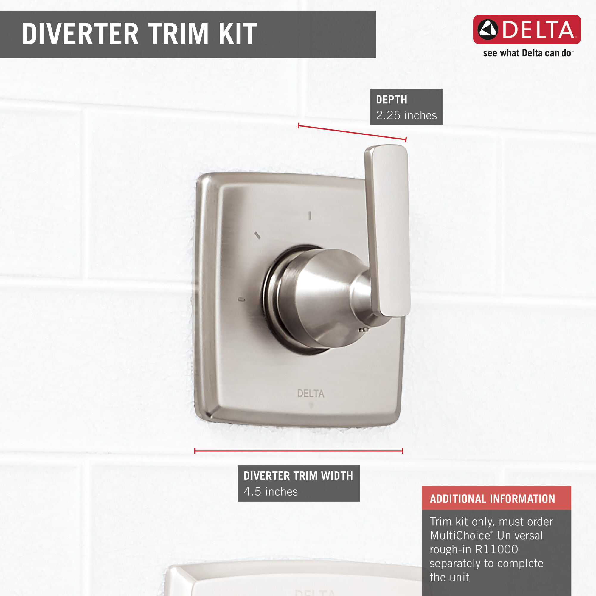 T11864-SS 3-позиционная регулировка 2-портового дивертора Delta Faucet Ashlyn Нержавеющая сталь  - Вид №4