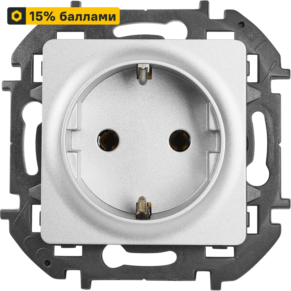 LEXMAN LILIAN — розетка скрытого монтажа с защитными шторками, цвет алюминий 86761305