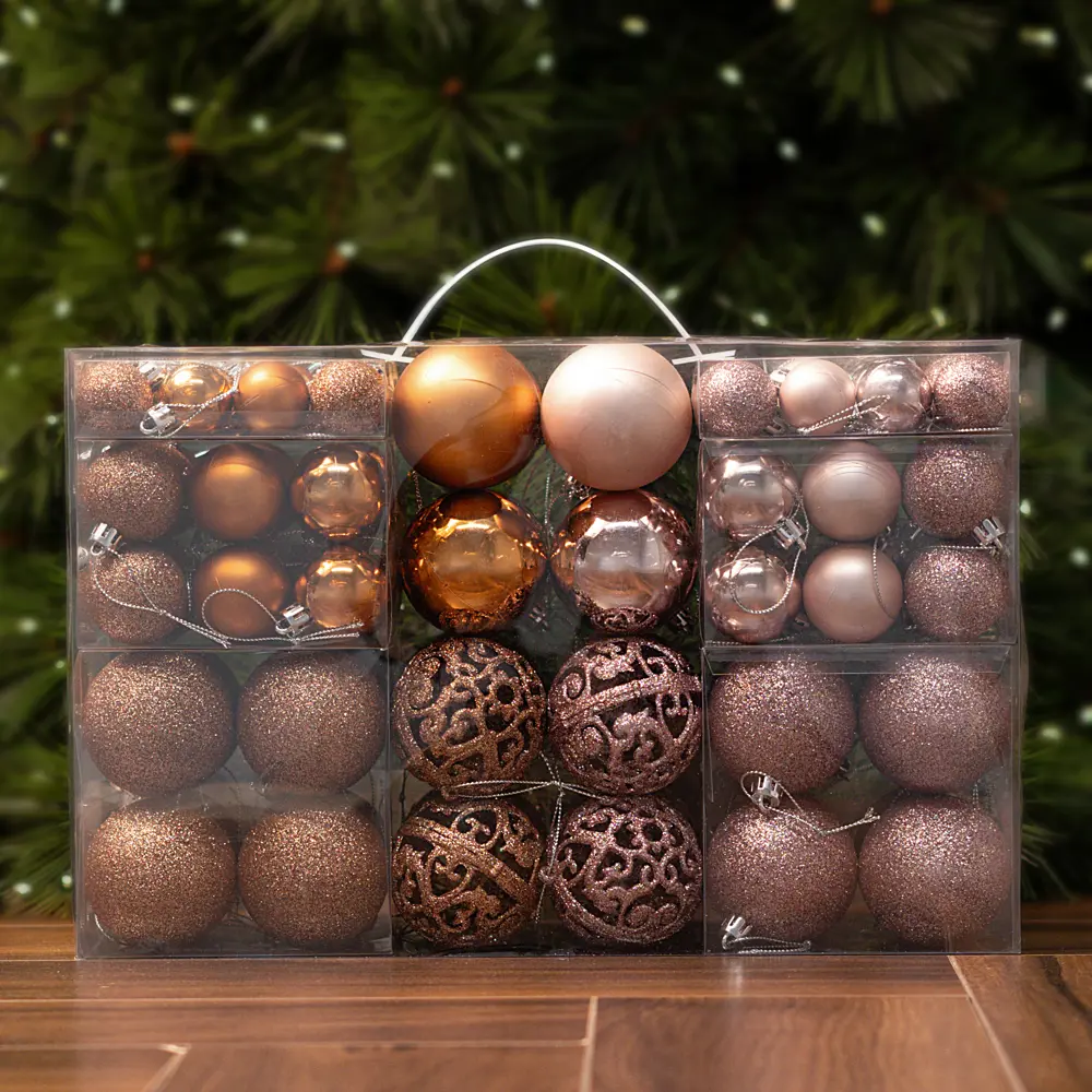 87036417 Набор новогодних шаров Christmas ø6 см цвет розовый 100 шт. STLM-1415457 Santreyd 