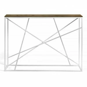 Консоль металлическая, хром с деревянной столешницей, темный дуб Wilson INTELLIGENT DESIGN  261014 Белый;коричневый