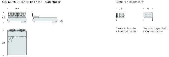 Saba Italia Двуспальная кровать из ткани с мягким изголовьем Limes sun-id-1442568 - Вид №5