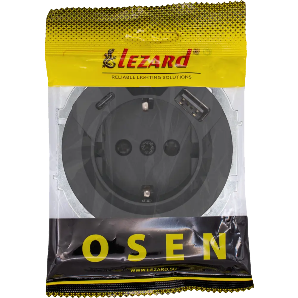 Розетка TC+USB встраиваемая Lezard Osen с заземлением цвет черный 89424742 STLM-2029441 - Вид №6
