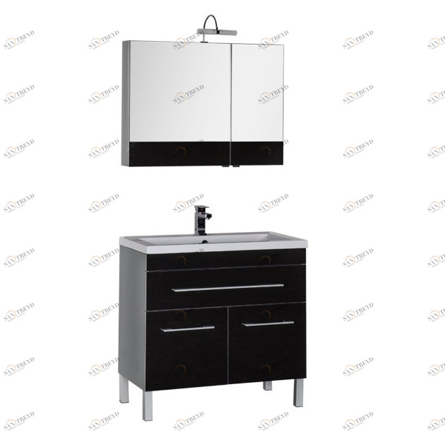 Комплект мебели Aquanet Верона 90 черный (напольный 1 ящик 2 дверцы) 00182949